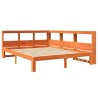 Lit bibliothèque sans matelas cire marron 135x190 cm pin massif 
