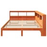 Lit bibliothèque sans matelas cire marron 135x190 cm pin massif 