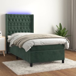 Sommier à lattes de lit matelas LED Vert foncé 80x200cm Velours 
