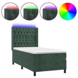 Sommier à lattes de lit matelas LED Vert foncé 80x200cm Velours 