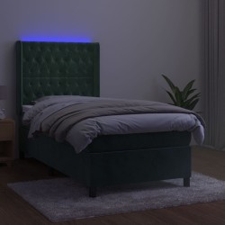 Sommier à lattes de lit matelas LED Vert foncé 80x200cm Velours 