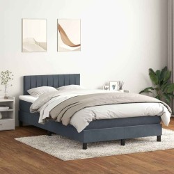 Sommier à lattes de lit et matelas gris foncé 120x210cm velours 