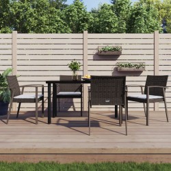 Ensemble à manger de jardin 5 pcs coussins résine tressée acier 