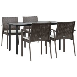 Ensemble à manger de jardin 5 pcs coussins résine tressée acier 