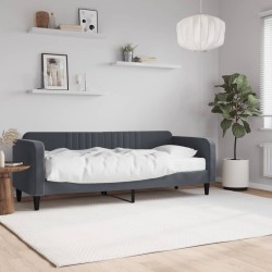 Lit de jour avec matelas gris foncé 80x200 cm velours 