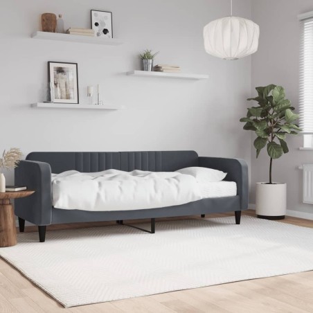 Lit de jour avec matelas gris foncé 80x200 cm velours 