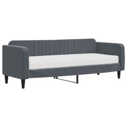 Lit de jour avec matelas gris foncé 80x200 cm velours 