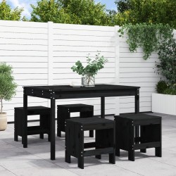 Ensemble à manger de jardin 5pcs noir bois massif de pin 
