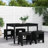 Ensemble à manger de jardin 5pcs noir bois massif de pin 