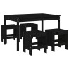 Ensemble à manger de jardin 5pcs noir bois massif de pin 