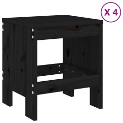 Ensemble à manger de jardin 5pcs noir bois massif de pin 
