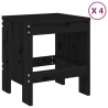 Ensemble à manger de jardin 5pcs noir bois massif de pin 