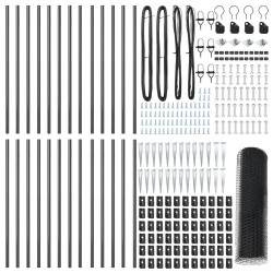 Clôture HexagonaleGris 0.5x50 m Acier, Poteaux de clôtureavec pointe 13 pcs Ø32 mm 80 cm Acier galvanisé 