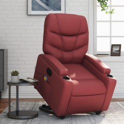 Fauteuil inclinable de massage électrique rouge bordeaux 