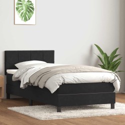 Sommier à lattes de lit avec matelas noir 100x210 cm velours 