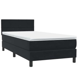 Sommier à lattes de lit avec matelas noir 100x210 cm velours 