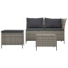 Salon de jardin 3 pcs avec coussins Gris Résine tressée 