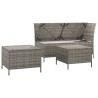Salon de jardin 3 pcs avec coussins Gris Résine tressée 