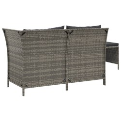 Salon de jardin 3 pcs avec coussins Gris Résine tressée 