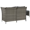 Salon de jardin 3 pcs avec coussins Gris Résine tressée 