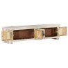 Meuble TV Blanc 140x30x35 cm Bois massif de manguier  