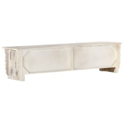 Meuble TV Blanc 140x30x35 cm Bois massif de manguier  