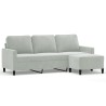 Canapé à 3 places avec repose-pieds Gris clair 180 cm Velours 