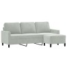 Canapé à 3 places avec repose-pieds Gris clair 180 cm Velours 
