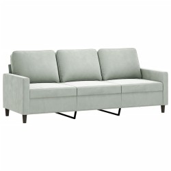 Canapé à 3 places avec repose-pieds Gris clair 180 cm Velours 