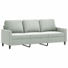 Canapé à 3 places avec repose-pieds Gris clair 180 cm Velours 