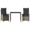 Ensemble à manger de jardin 3 pcs coussins gris résine tressée 