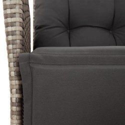 Ensemble à manger de jardin 3 pcs coussins gris résine tressée 