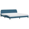 Lit avec matelas bleu 200x200 cm velours 