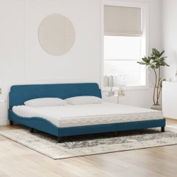 Lit avec matelas bleu 200x200 cm velours 