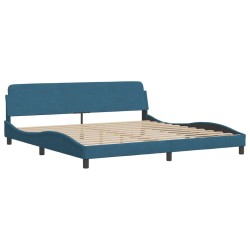 Lit avec matelas bleu 200x200 cm velours 