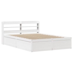 Cadre de lit avec tête de lit blanc 150x200 cm bois pin massif 