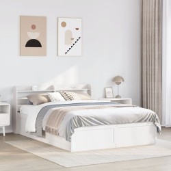 Cadre de lit avec tête de lit blanc 150x200 cm bois pin massif 