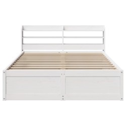 Cadre de lit avec tête de lit blanc 150x200 cm bois pin massif 