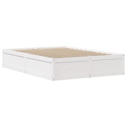 Cadre de lit avec tête de lit blanc 150x200 cm bois pin massif 