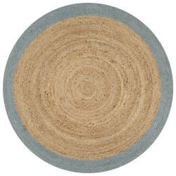 Tapis fait à la main Jute avec bord vert olive 90 cm 