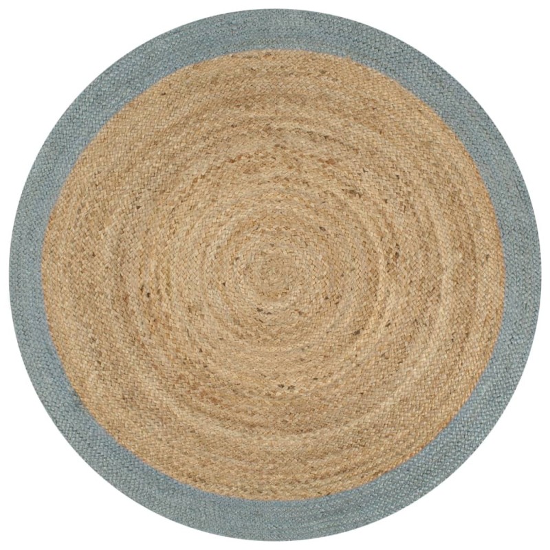 Tapis fait à la main Jute avec bord vert olive 90 cm Tapis fait à la main Jute avec bord vert olive 90 cm