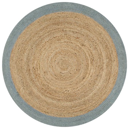 Tapis fait à la main Jute avec bord vert olive 90 cm 