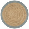 Tapis fait à la main Jute avec bord vert olive 90 cm 