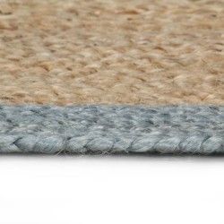 Tapis fait à la main Jute avec bord vert olive 90 cm 