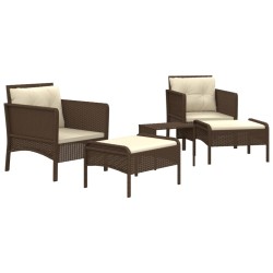 Salon de jardin 5 pcs avec coussins Marron Résine tressée 