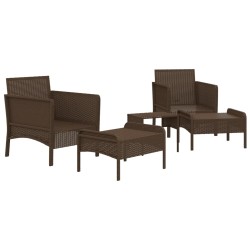 Salon de jardin 5 pcs avec coussins Marron Résine tressée 