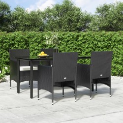 Ensemble à manger de jardin avec coussins 5 pcs Noir 