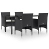 Ensemble à manger de jardin avec coussins 5 pcs Noir 