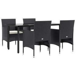 Ensemble à manger de jardin avec coussins 5 pcs Noir 
