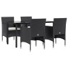 Ensemble à manger de jardin avec coussins 5 pcs Noir 